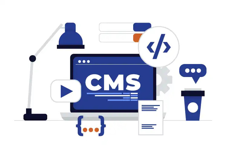 Ordinateur affichant CMS, outils pour créer un site web sur-mesure avec Développ et vous