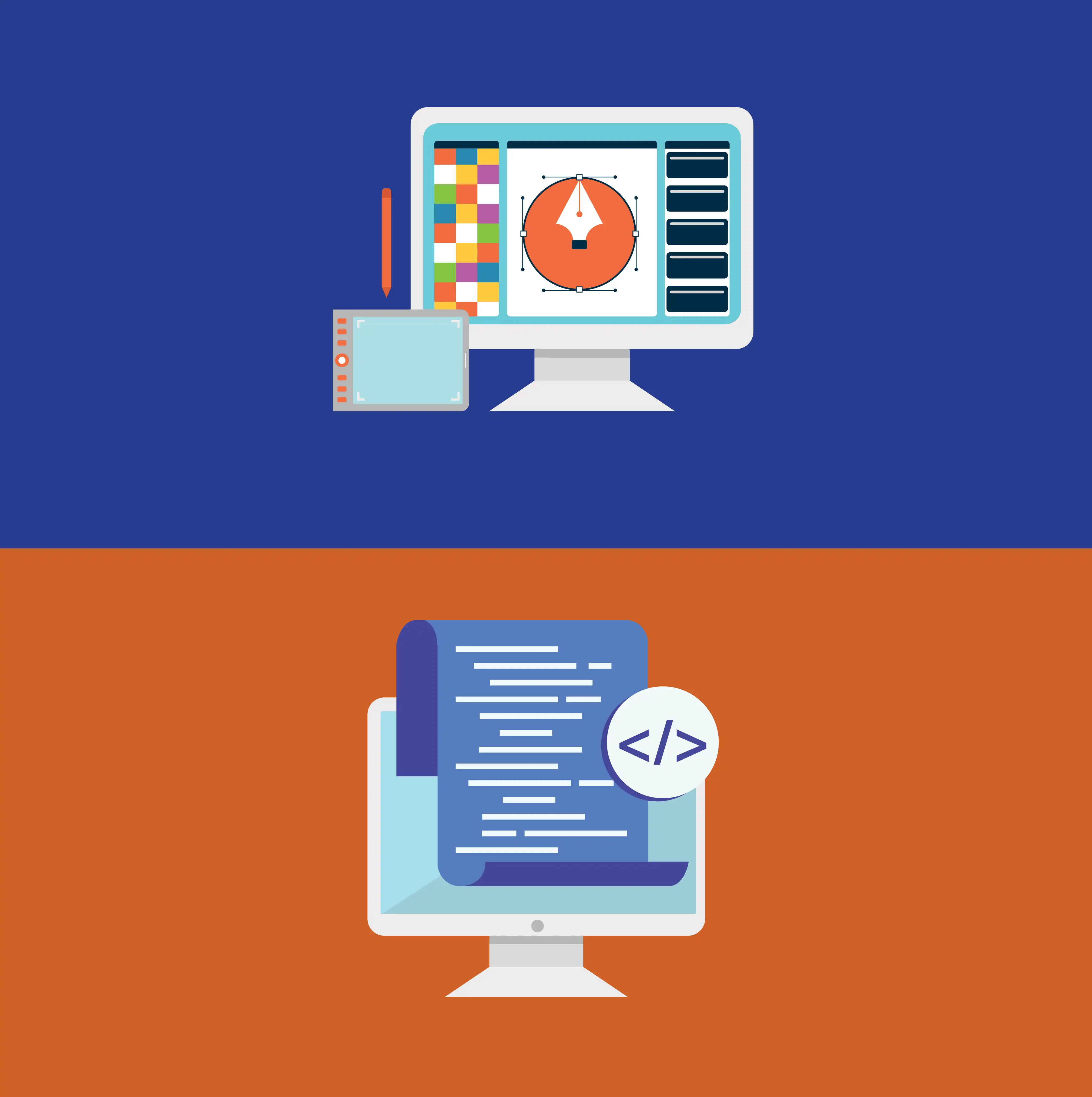 Illustration d'un graphisme et d'un développement de site web