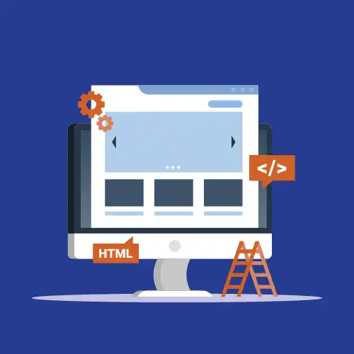 Ordinateur avec icônes de développement web